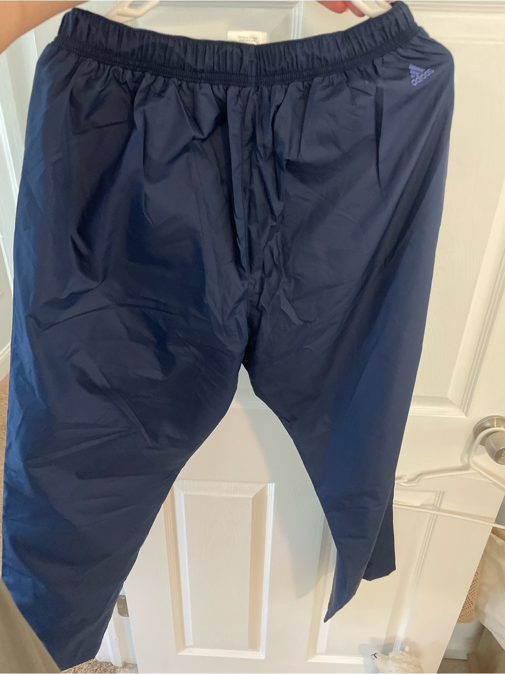 adidas Navy Track Pants with Purple Side Stripes - Picture 2 of 4